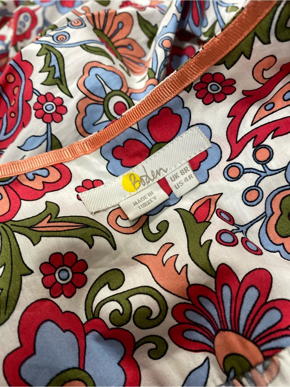 Boden Puff Sleeve Tiered Preppy Midi Dress Oriental Paradise Floral US 4 - Picture 5 of 10
